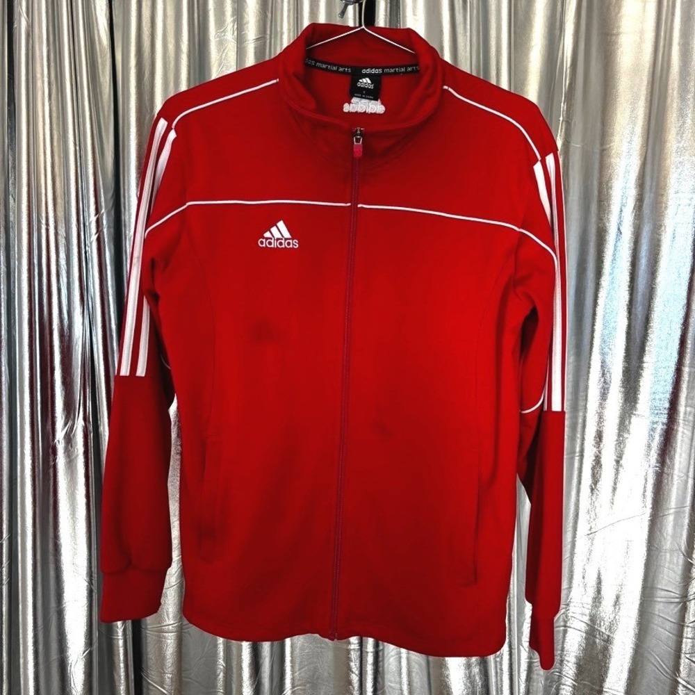 Adidas Red Track Jacket 3 Stripe Full Zip Martial Arts